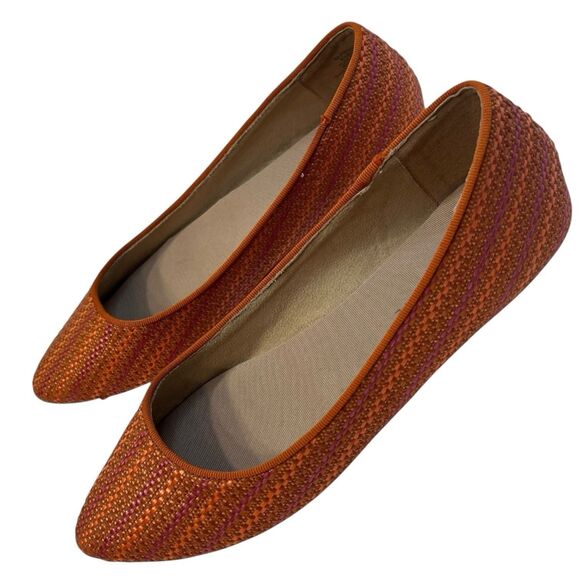 Kelly & Katie Pirassa Flats 8.5M Pointed Toe Woven Orange Pink Casual Summer - Picture 2 of 8